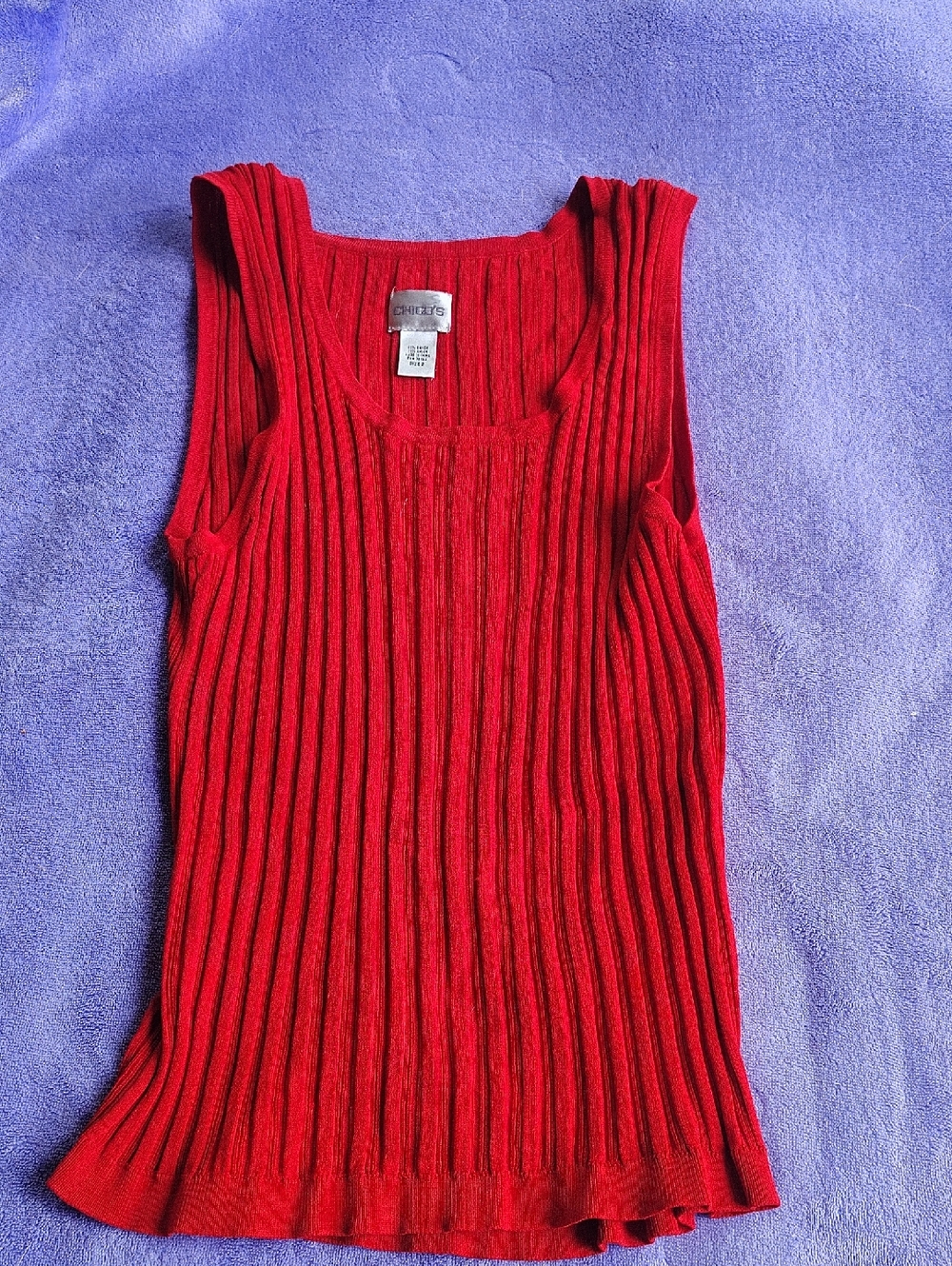 Chico's Bright Red Ribbed Scoop Neck Tank
